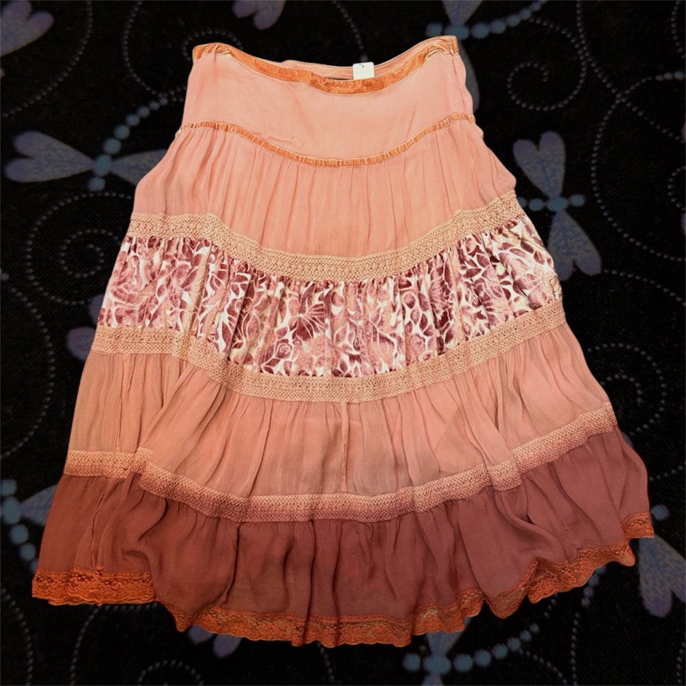 Arianne Peach and Brown A-Line Skirt